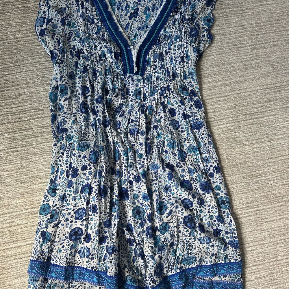 Poupette St. Barth Blue and White Floral Dress